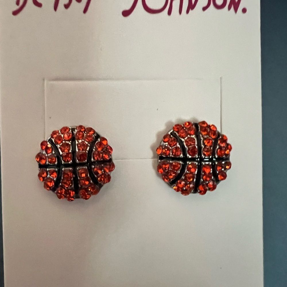 🏀 Betsey Johnson Basketball Rhinestone Earrings 🏀 - Picture 3 of 9
